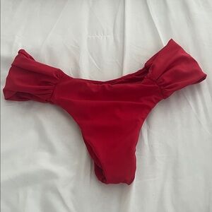 Corpo Bonito Swimwear Red Bikini Bottoms With Ruched Sides